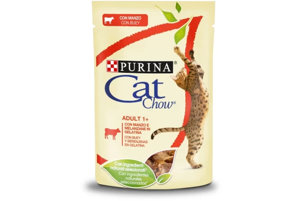 CAT CHOW ADULT Bοδινό & Μελιτζάνες σε Ζελέ 85g