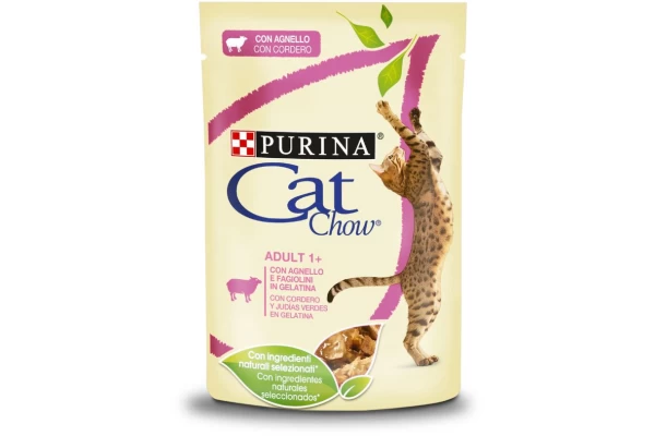 CAT CHOW ADULT Αρνί & Πράσινα Φασολάκια σε Ζελέ 85g