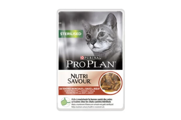 PURINA PRO PLAN STERILIZED NUTRISAVOUR CAT ΒΟΔΙΝΟ ΣΕ ΣΑΛΤΣΑ 85g