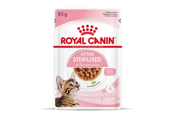 Φακελάκι Royal Canin Kitten Sterilised Gravy 85gr για Γατάκια με Κομματάκια σε Σάλτσα